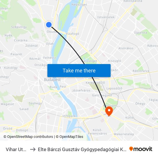 Vihar Utca to Elte Bárczi Gusztáv Gyógypedagógiai Kar map