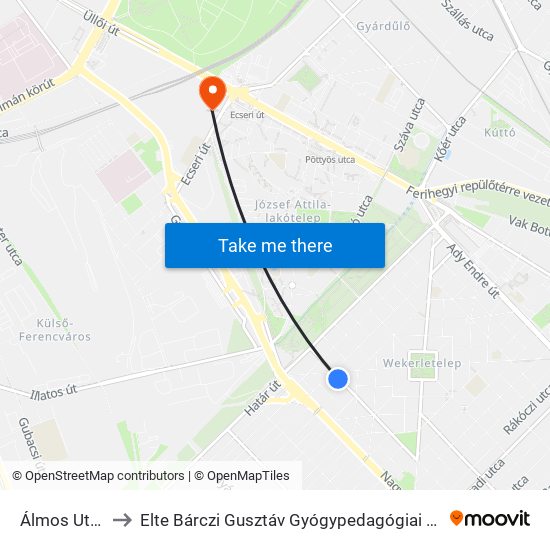 Álmos Utca to Elte Bárczi Gusztáv Gyógypedagógiai Kar map