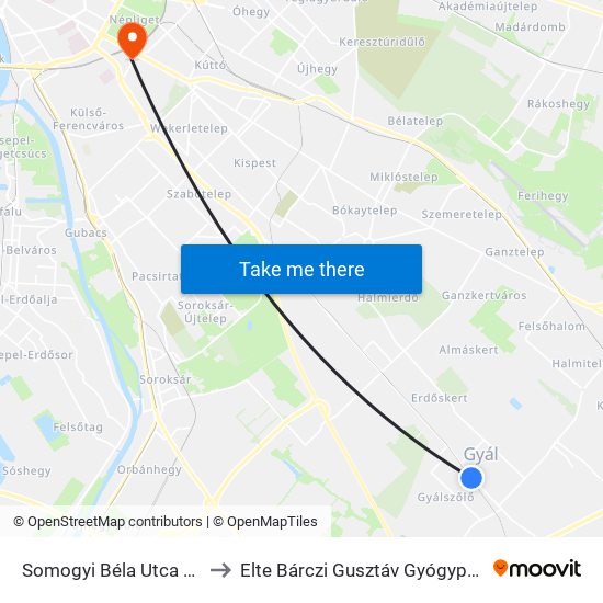 Somogyi Béla Utca / Kőrösi Út to Elte Bárczi Gusztáv Gyógypedagógiai Kar map