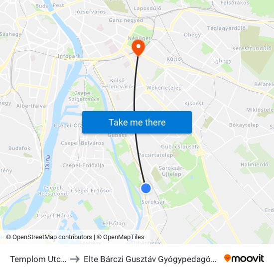 Templom Utca 6. to Elte Bárczi Gusztáv Gyógypedagógiai Kar map