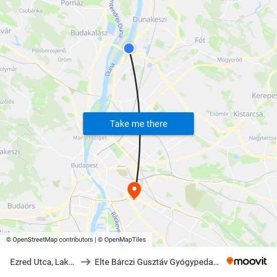 Ezred Utca, Lakótelep to Elte Bárczi Gusztáv Gyógypedagógiai Kar map