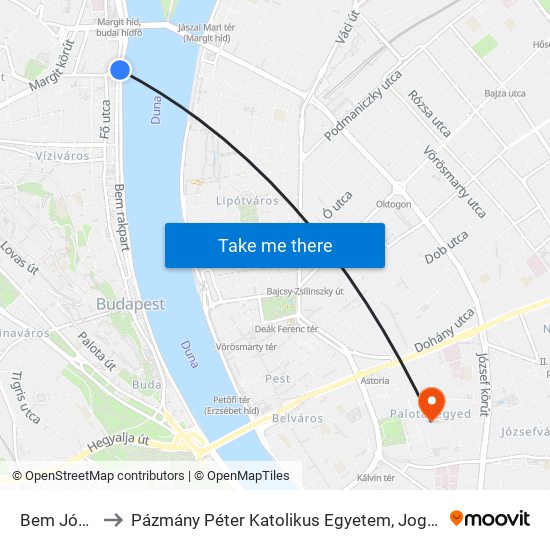 Bem József Tér to Pázmány Péter Katolikus Egyetem, Jog- És Államtudományi Kar map