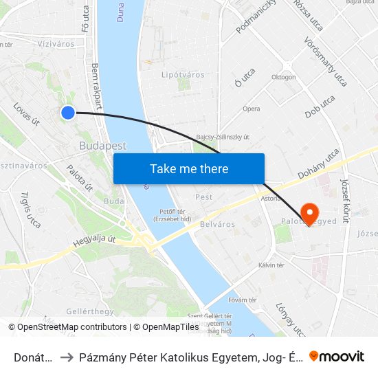 Donáti Utca to Pázmány Péter Katolikus Egyetem, Jog- És Államtudományi Kar map