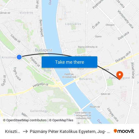 Krisztina Tér to Pázmány Péter Katolikus Egyetem, Jog- És Államtudományi Kar map