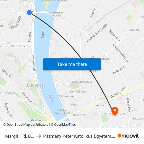 Margit Híd, Budai Hídfő H to Pázmány Péter Katolikus Egyetem, Jog- És Államtudományi Kar map