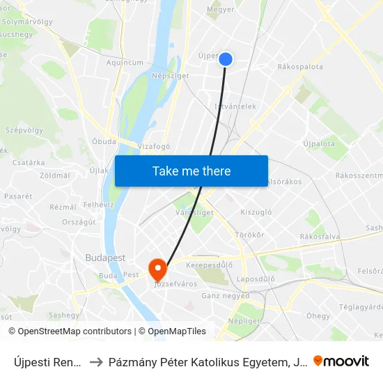 Újpesti Rendelőintézet to Pázmány Péter Katolikus Egyetem, Jog- És Államtudományi Kar map