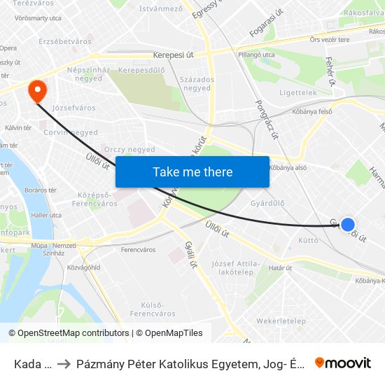 Kada Utca to Pázmány Péter Katolikus Egyetem, Jog- És Államtudományi Kar map