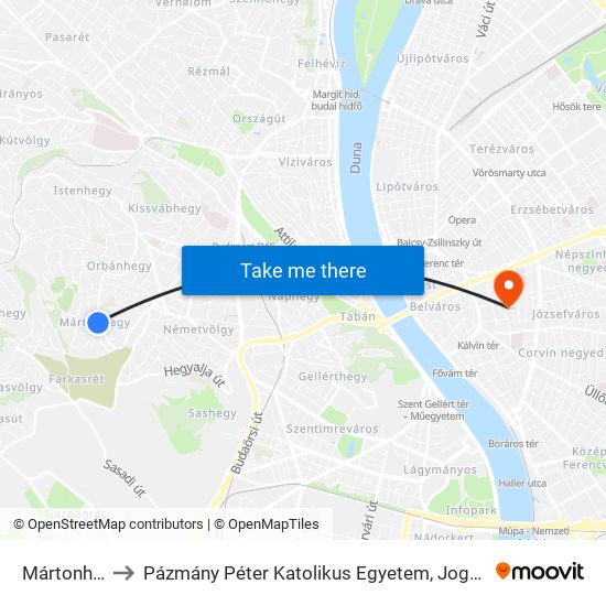 Mártonhegyi Út to Pázmány Péter Katolikus Egyetem, Jog- És Államtudományi Kar map