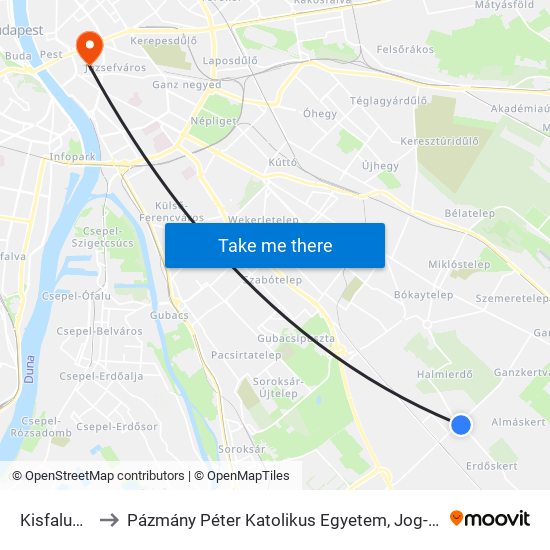 Kisfaludy Utca to Pázmány Péter Katolikus Egyetem, Jog- És Államtudományi Kar map