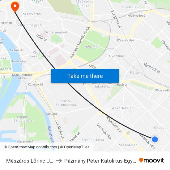 Mészáros Lőrinc Utca / Vas Gereben Utca to Pázmány Péter Katolikus Egyetem, Jog- És Államtudományi Kar map