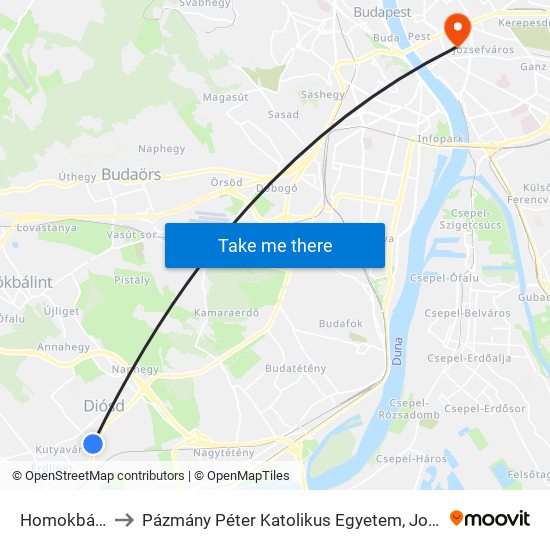 Homokbánya Utca to Pázmány Péter Katolikus Egyetem, Jog- És Államtudományi Kar map