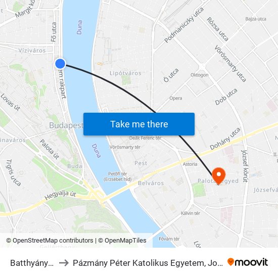 Batthyány Tér M+H to Pázmány Péter Katolikus Egyetem, Jog- És Államtudományi Kar map