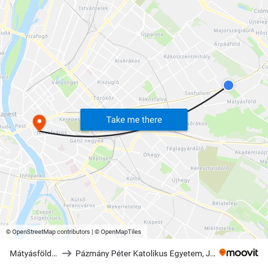 Mátyásföld, Imre Utca to Pázmány Péter Katolikus Egyetem, Jog- És Államtudományi Kar map