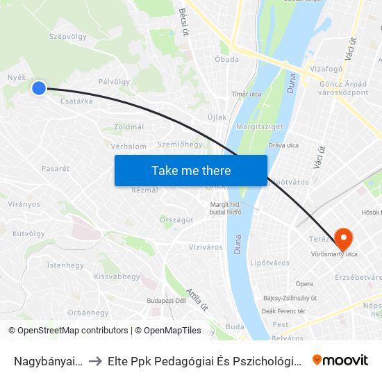 Nagybányai Út to Elte Ppk Pedagógiai És Pszichológiai Kar map