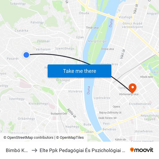 Bimbó Köz to Elte Ppk Pedagógiai És Pszichológiai Kar map