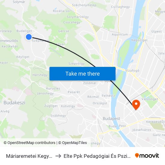 Máriaremetei Kegytemplom to Elte Ppk Pedagógiai És Pszichológiai Kar map