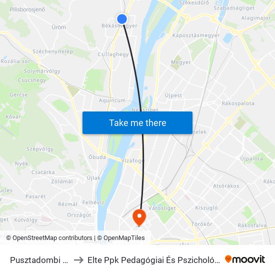 Pusztadombi Utca to Elte Ppk Pedagógiai És Pszichológiai Kar map