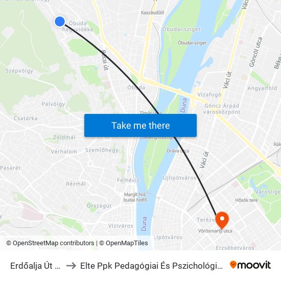 Erdőalja Út 43. to Elte Ppk Pedagógiai És Pszichológiai Kar map