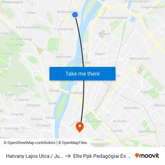 Hatvany Lajos Utca / Juhász Gyula Utca to Elte Ppk Pedagógiai És Pszichológiai Kar map