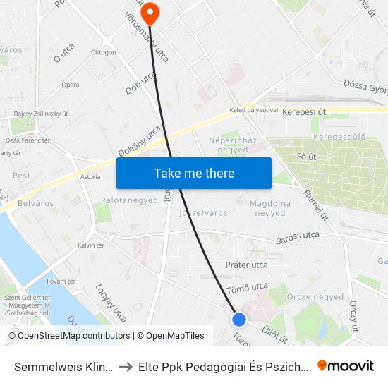 Semmelweis Klinikák M to Elte Ppk Pedagógiai És Pszichológiai Kar map