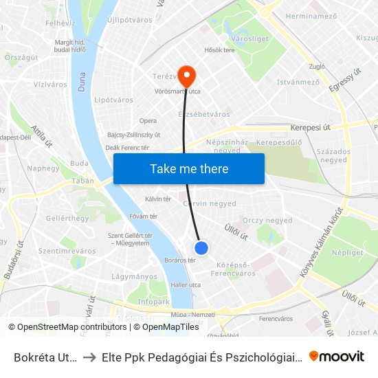 Bokréta Utca to Elte Ppk Pedagógiai És Pszichológiai Kar map