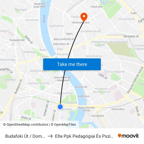 Budafoki Út / Dombóvári Út to Elte Ppk Pedagógiai És Pszichológiai Kar map