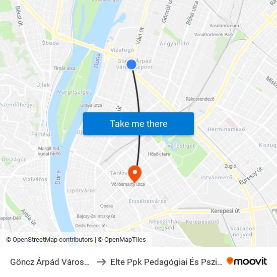 Göncz Árpád Városközpont M to Elte Ppk Pedagógiai És Pszichológiai Kar map