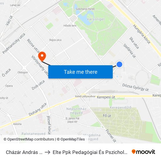 Cházár András Utca to Elte Ppk Pedagógiai És Pszichológiai Kar map