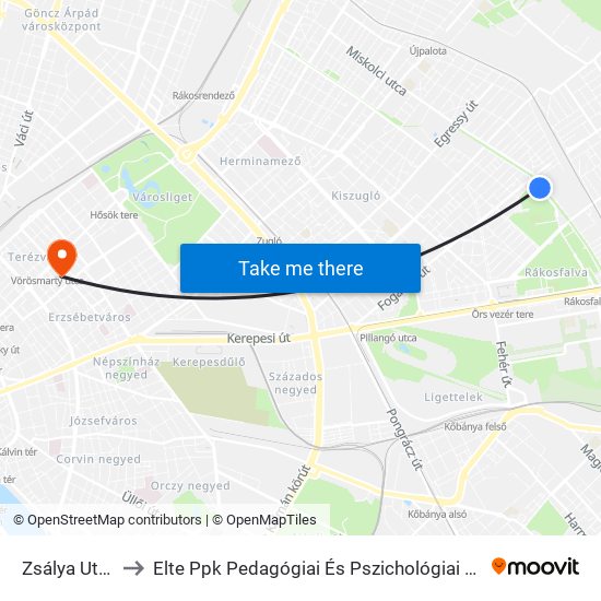 Zsálya Utca to Elte Ppk Pedagógiai És Pszichológiai Kar map