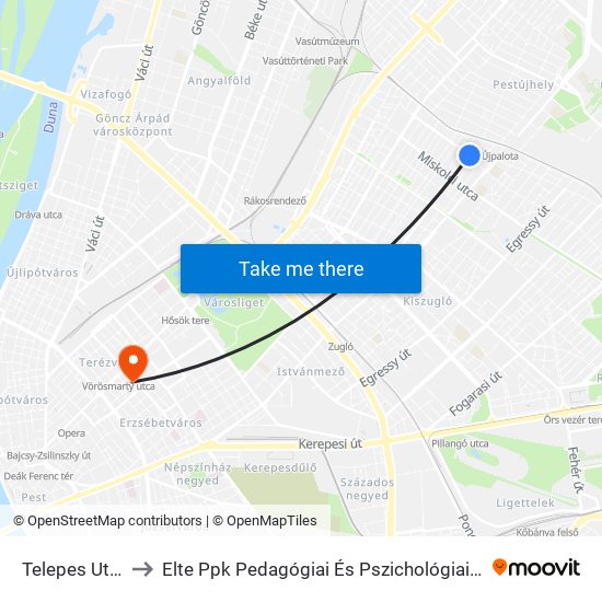 Telepes Utca to Elte Ppk Pedagógiai És Pszichológiai Kar map