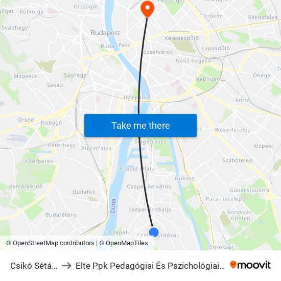Csikó Sétány to Elte Ppk Pedagógiai És Pszichológiai Kar map