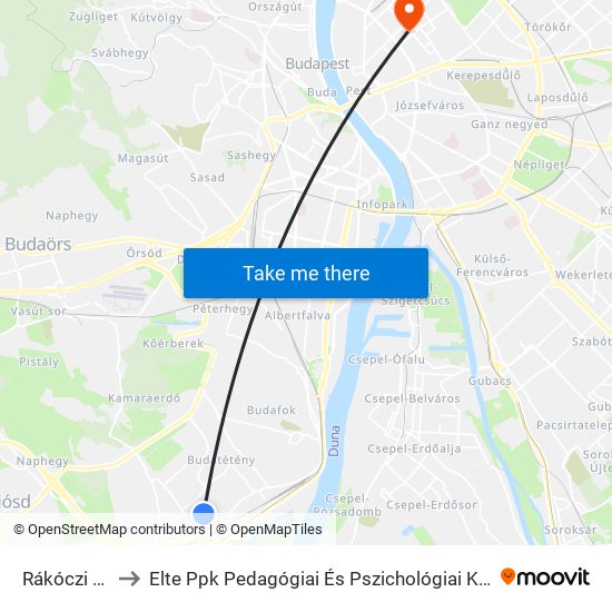 Rákóczi Út to Elte Ppk Pedagógiai És Pszichológiai Kar map