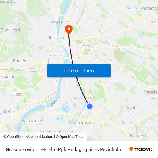 Grassalkovich Út to Elte Ppk Pedagógiai És Pszichológiai Kar map