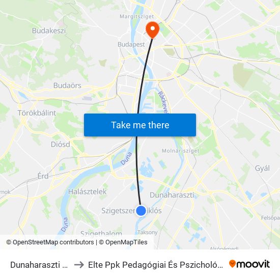 Dunaharaszti Utca to Elte Ppk Pedagógiai És Pszichológiai Kar map