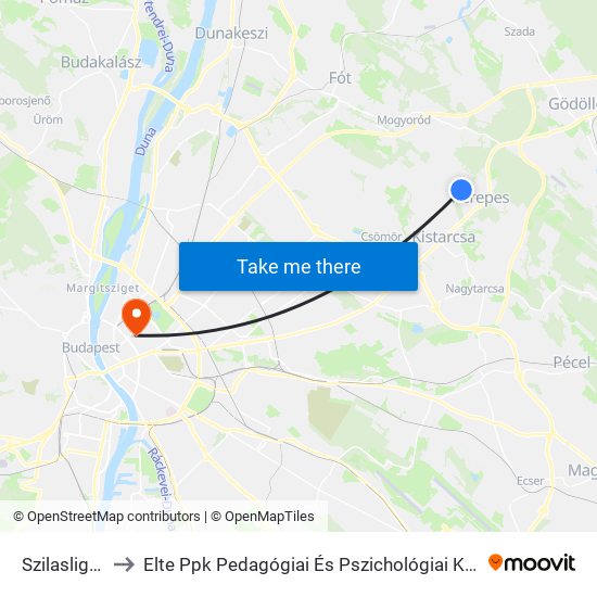 Szilasliget to Elte Ppk Pedagógiai És Pszichológiai Kar map