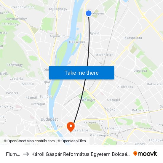 Fiumei Út to Károli Gáspár Református Egyetem Bölcsészettudományi Kar map