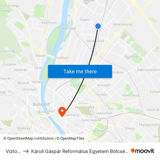 Víztorony to Károli Gáspár Református Egyetem Bölcsészettudományi Kar map