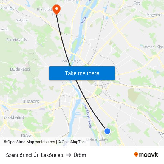 Szentlőrinci Úti Lakótelep to Üröm map