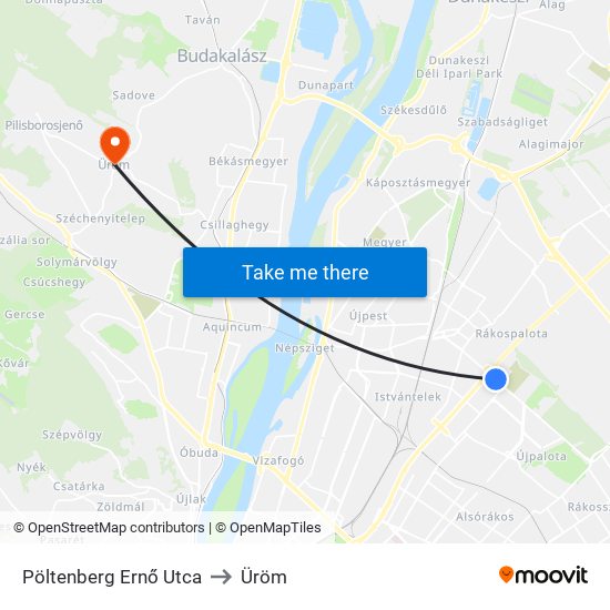 Pöltenberg Ernő Utca to Üröm map