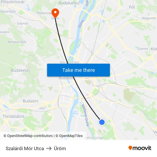 Szalárdi Mór Utca to Üröm map