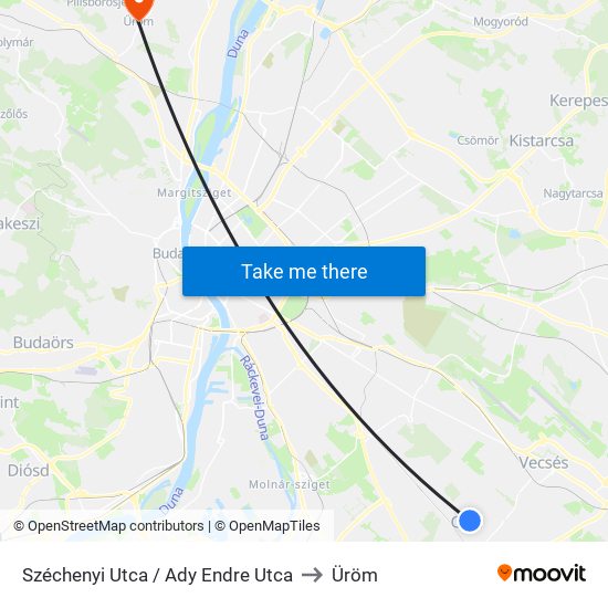 Széchenyi Utca / Ady Endre Utca to Üröm map