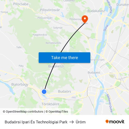 Budaörsi Ipari És Technológiai Park to Üröm map