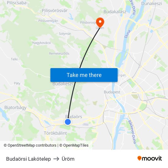 Budaörsi Lakótelep to Üröm map