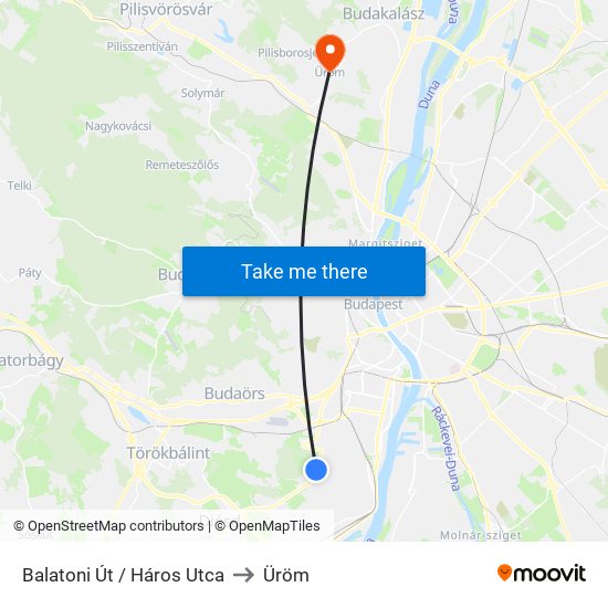 Balatoni Út / Háros Utca to Üröm map