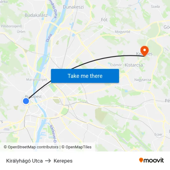 Királyhágó Utca to Kerepes map