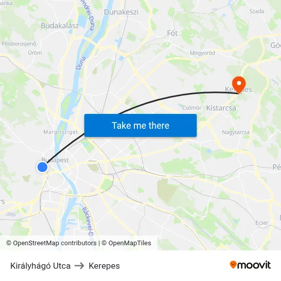 Királyhágó Utca to Kerepes map