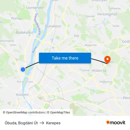 Óbuda, Bogdáni Út to Kerepes map