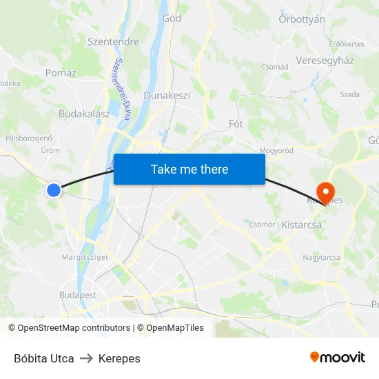 Bóbita Utca to Kerepes map