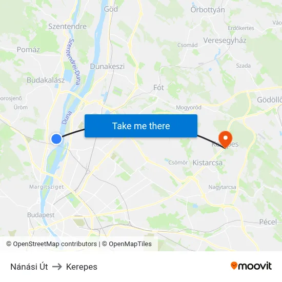 Nánási Út to Kerepes map