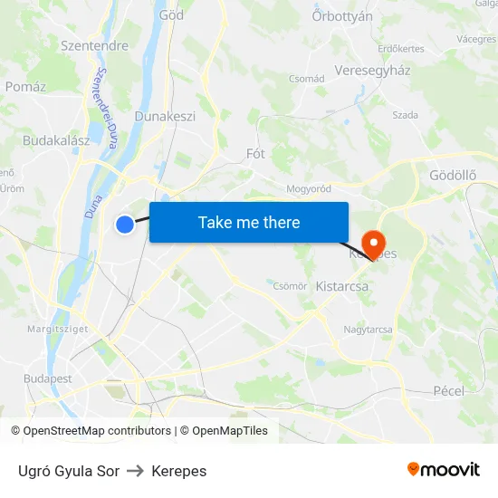 Ugró Gyula Sor to Kerepes map